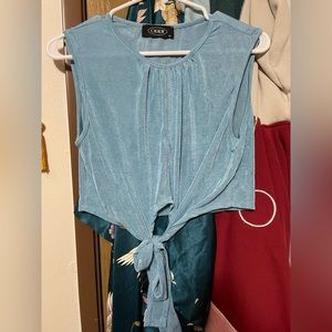 Cider Blue Muscle Crop Top